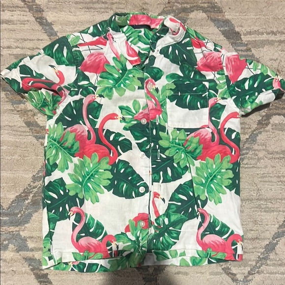 Janie & Jack Boys Tropical Flamingo Shirt and Matching Swim Shorts - Picture 2 of 11